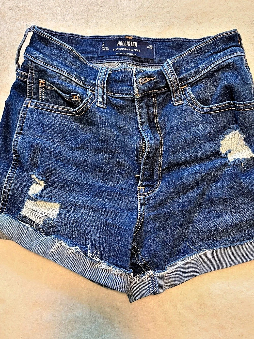 Hollister High Waist Distressed Denim Jean Shorts Blue Size 2
